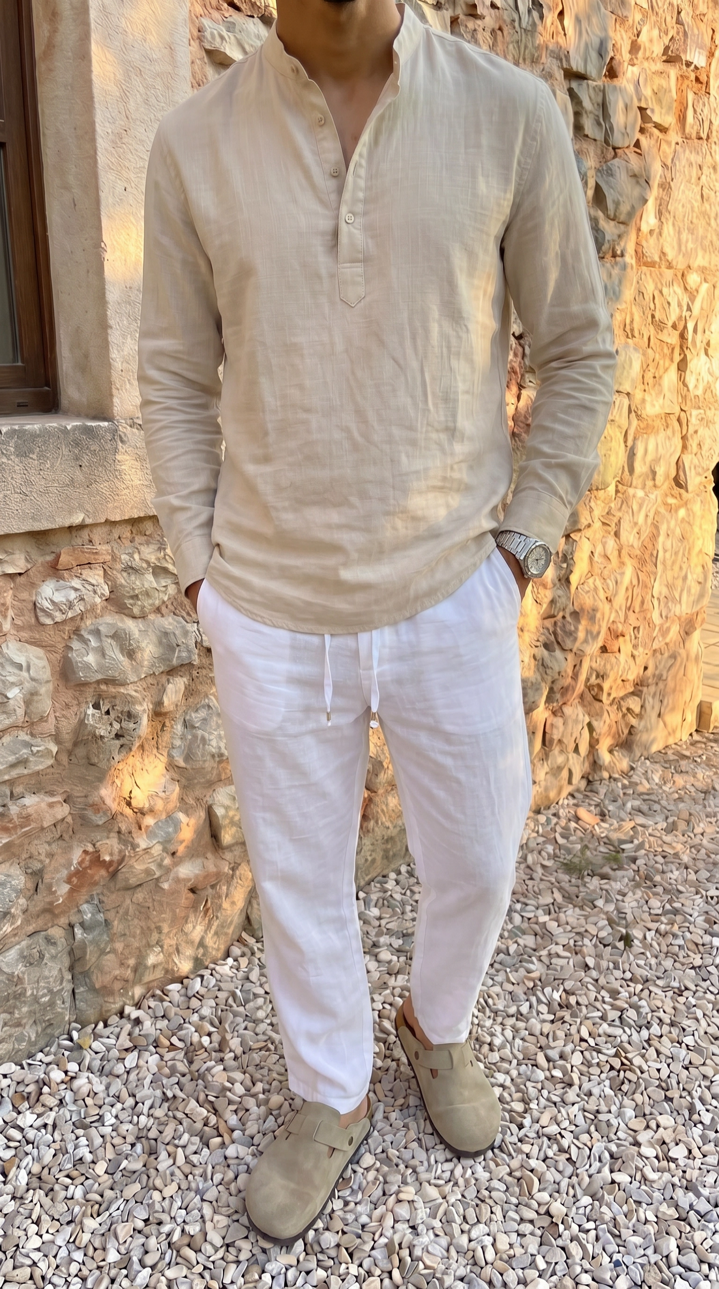 CAMISA DE LINO POLERA BEIGE