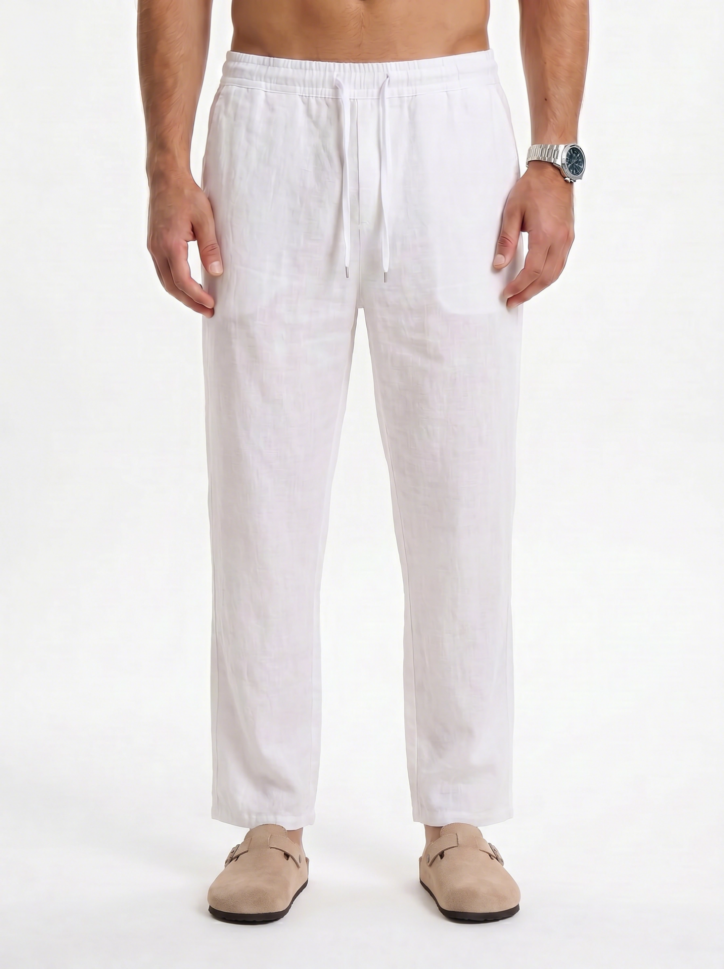 PANTALÓN DE LINO LARGO BLANCO