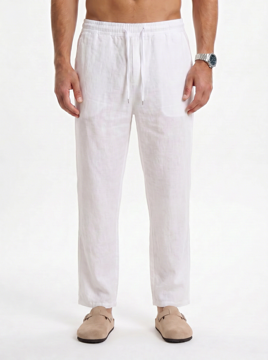 PANTALÓN DE LINO LARGO BLANCO