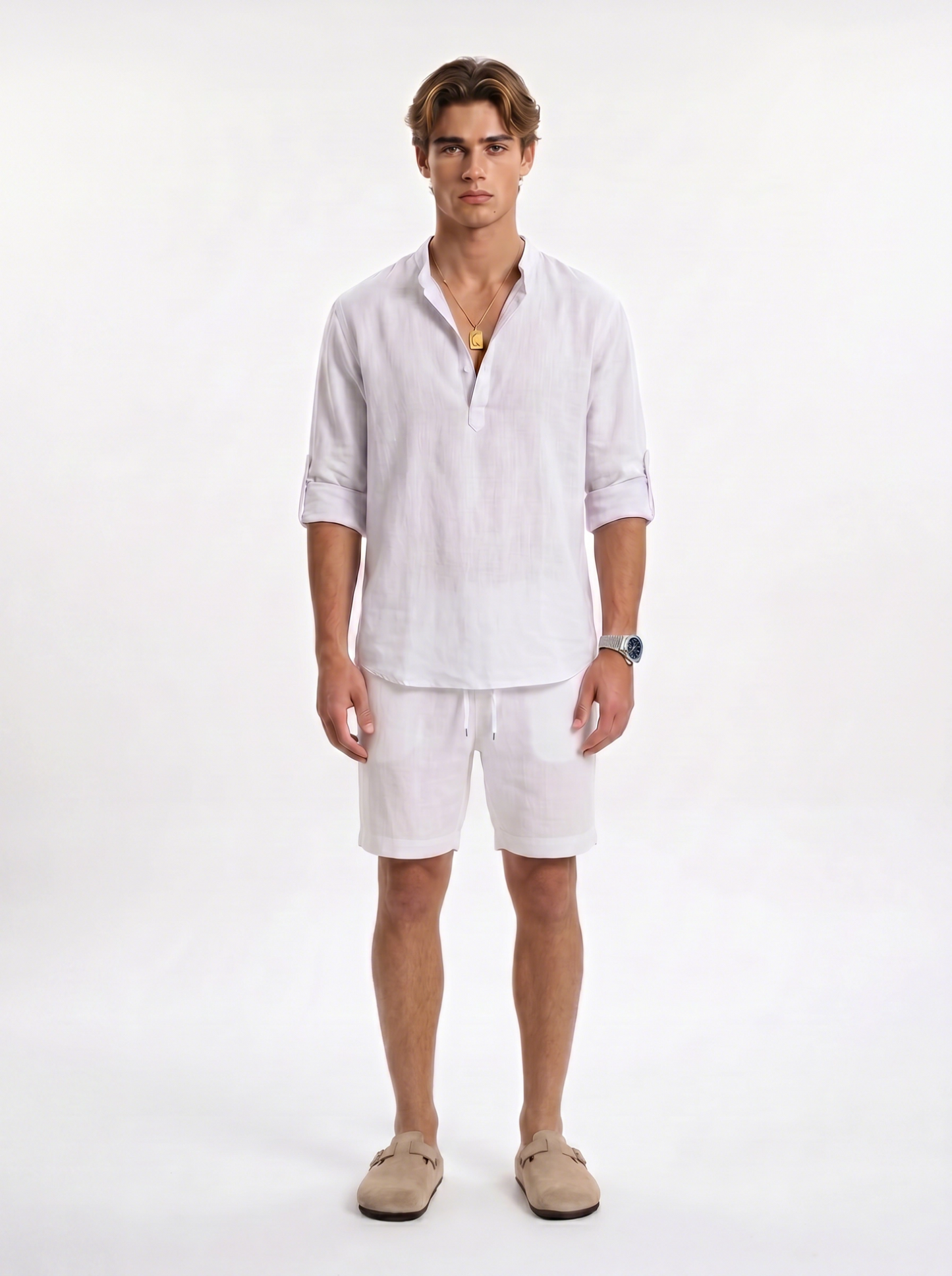 CAMISA DE LINO POLERA BLANCA