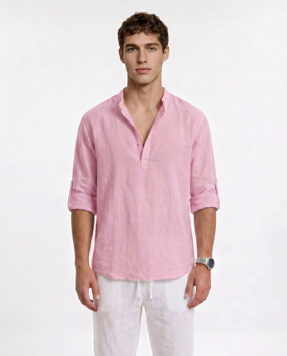 CAMISA DE LINO POLERA ROSA