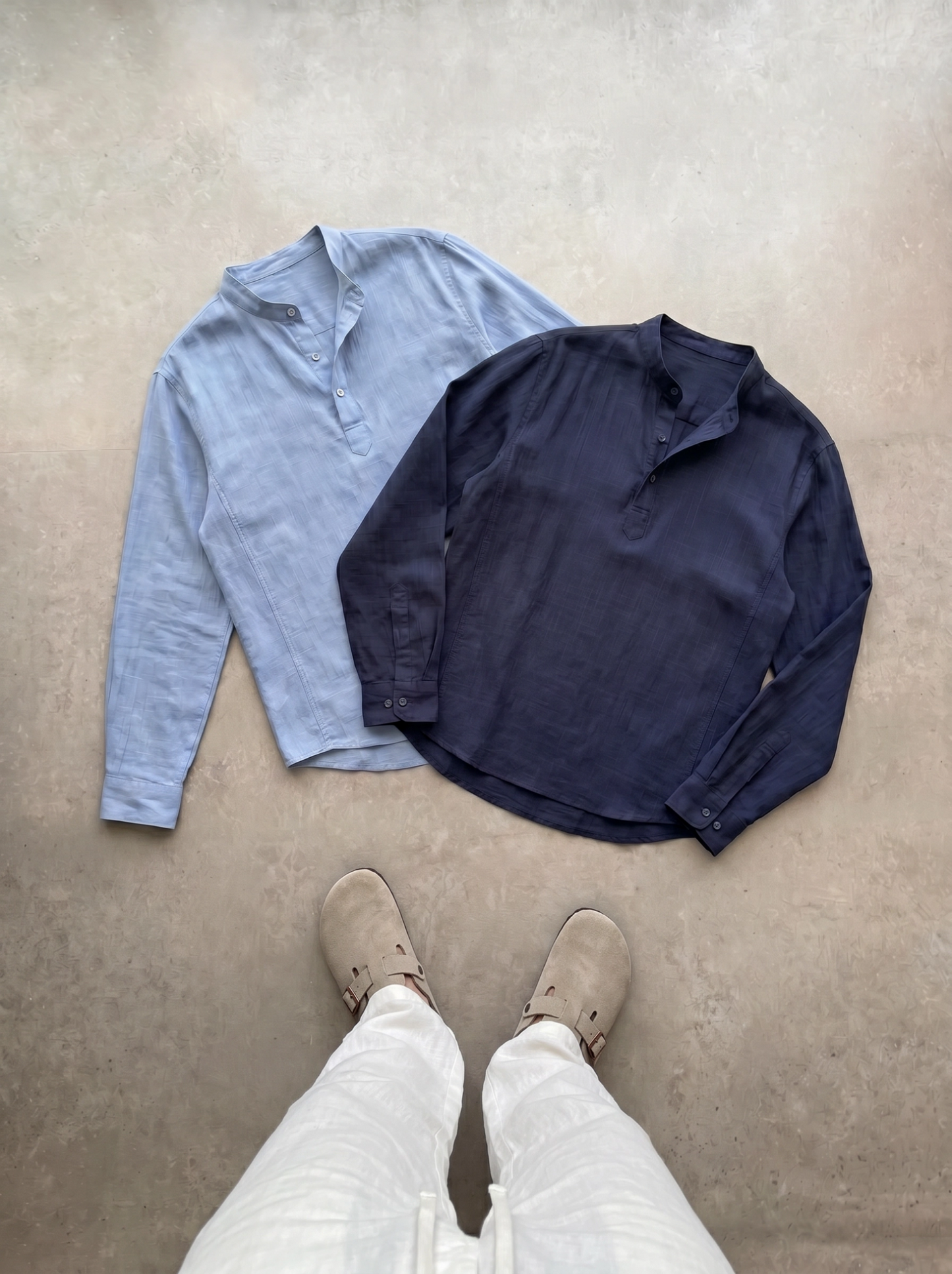 CAMISA DE LINO POLERA AZUL
