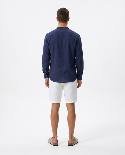 CAMISA DE LINO POLERA AZUL NAVY