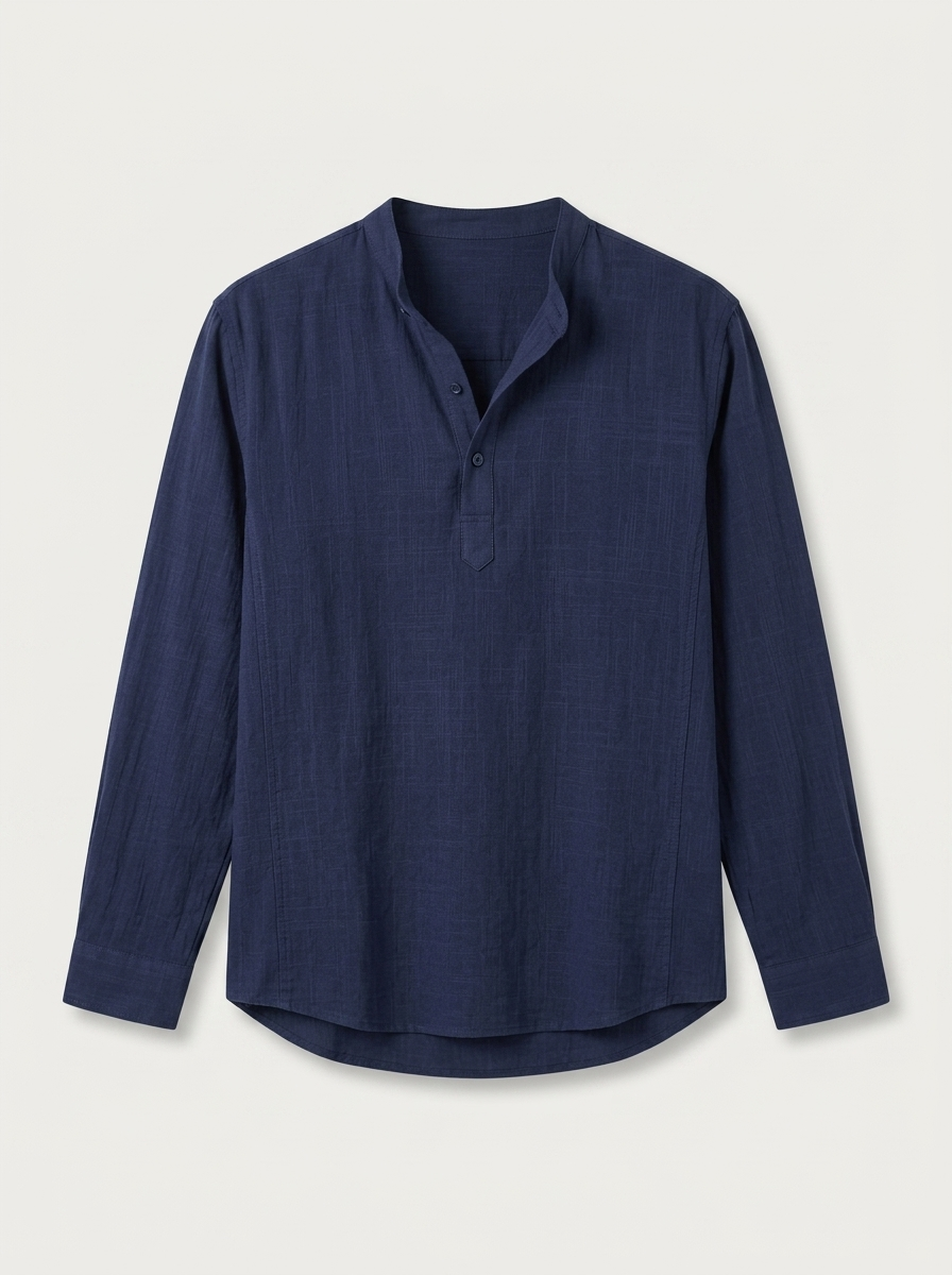 CAMISA DE LINO POLERA AZUL NAVY