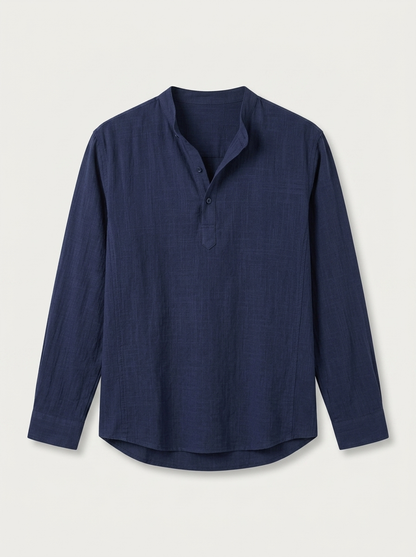 CAMISA DE LINO POLERA AZUL NAVY