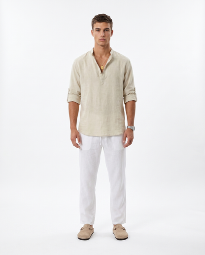 CAMISA DE LINO POLERA BEIGE
