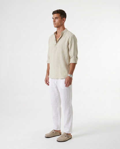 CAMISA DE LINO POLERA BEIGE