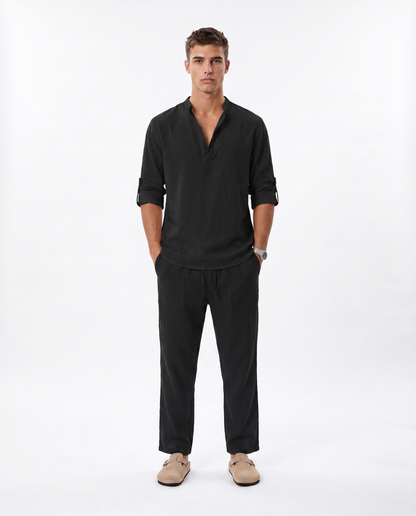 CAMISA DE LINO POLERA NEGRA