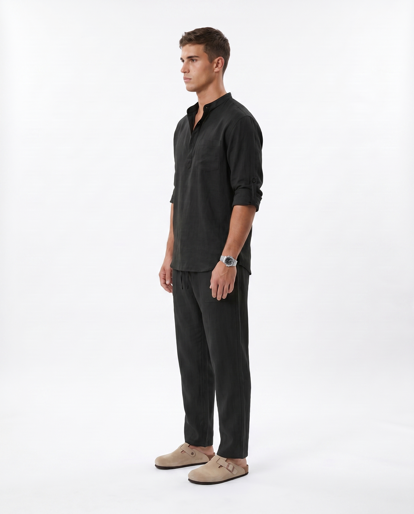 CAMISA DE LINO POLERA NEGRA