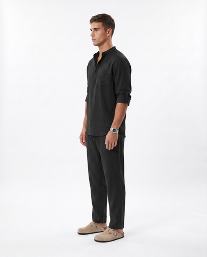 CAMISA DE LINO POLERA NEGRA