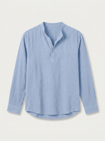 CAMISA DE LINO POLERA AZUL