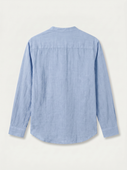 CAMISA DE LINO POLERA AZUL