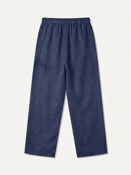 PANTALÓN DE LINO LARGO AZUL NAVY