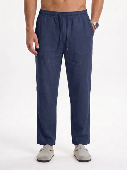 PANTALÓN DE LINO LARGO AZUL NAVY