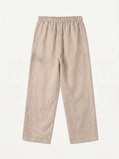PANTALÓN DE LINO LARGO BEIGE