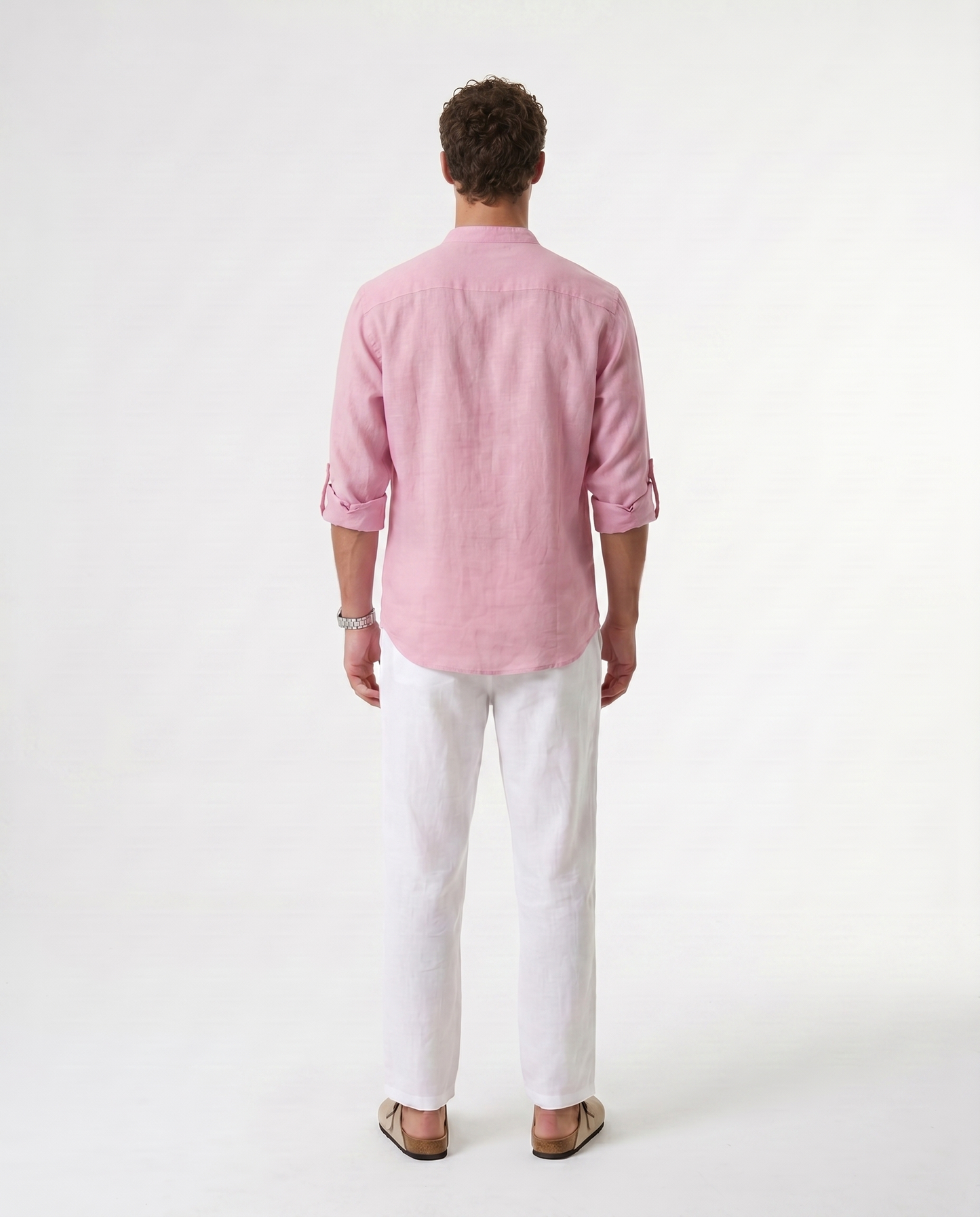 CAMISA DE LINO POLERA ROSA
