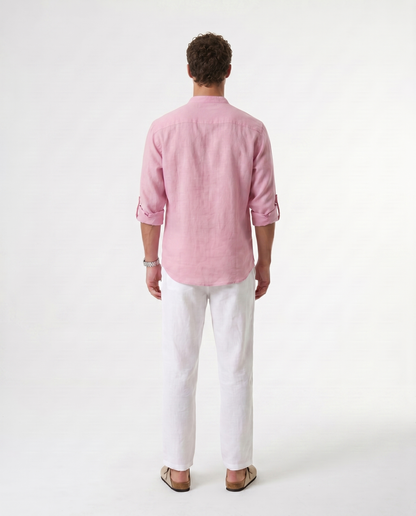 CAMISA DE LINO POLERA ROSA