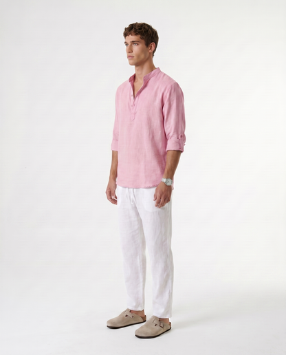CAMISA DE LINO POLERA ROSA
