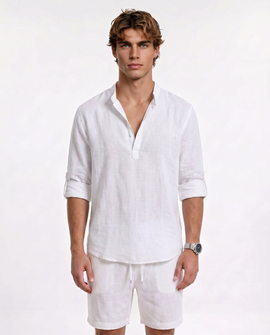 CAMISA DE LINO POLERA BLANCA