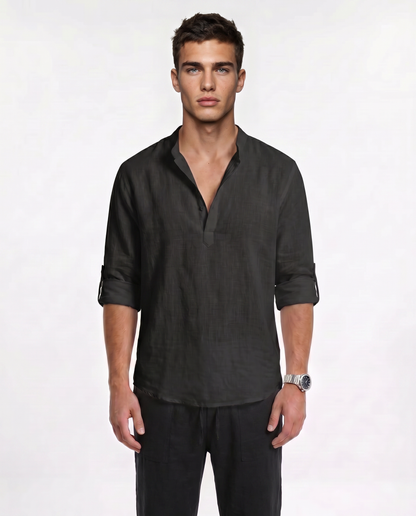 CAMISA DE LINO POLERA NEGRA