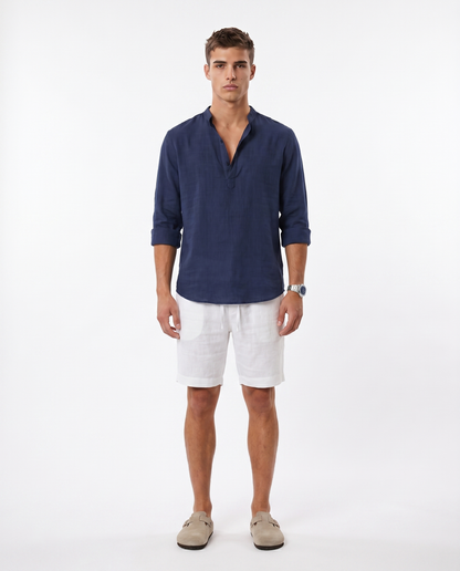 CAMISA DE LINO POLERA AZUL NAVY